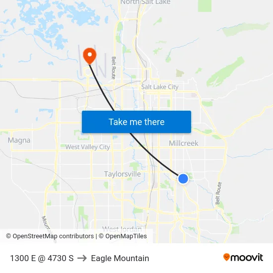 1300 E @ 4730 S to Eagle Mountain map