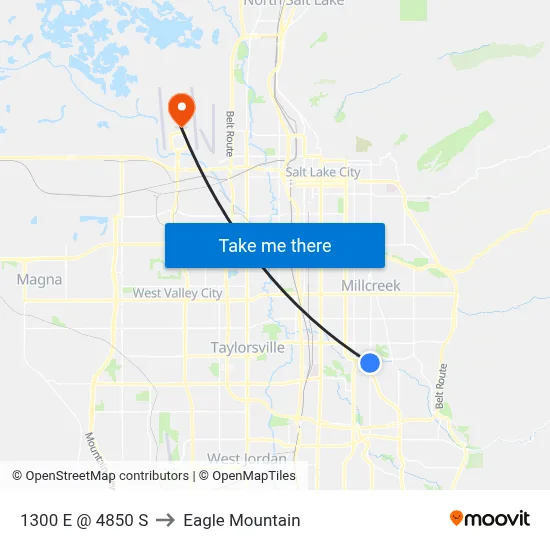 1300 E @ 4850 S to Eagle Mountain map