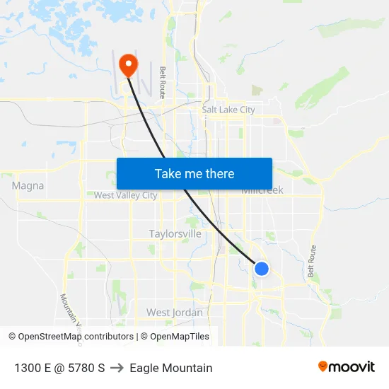 1300 E @ 5780 S to Eagle Mountain map