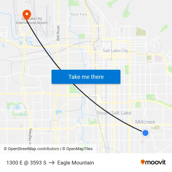 1300 E @ 3593 S to Eagle Mountain map