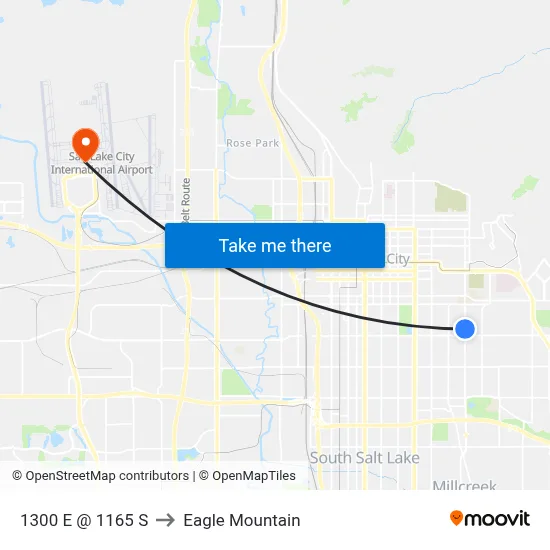1300 E @ 1165 S to Eagle Mountain map