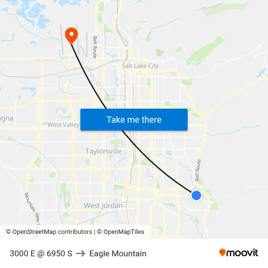 3000 E @ 6950 S to Eagle Mountain map