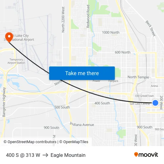 400 S @ 313 W to Eagle Mountain map