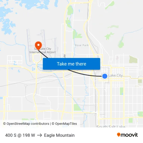 400 S @ 198 W to Eagle Mountain map