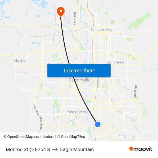 Monroe St @ 8754 S to Eagle Mountain map