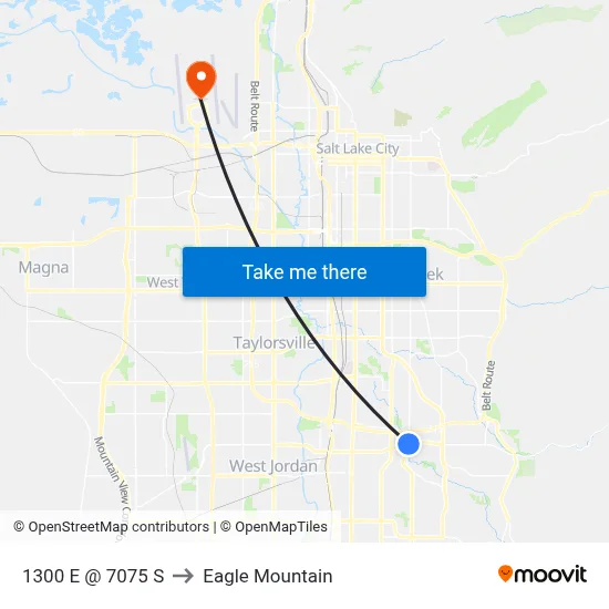 1300 E @ 7075 S to Eagle Mountain map