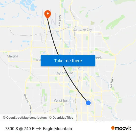 7800 S @ 740 E to Eagle Mountain map