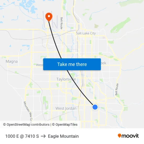 1000 E @ 7410 S to Eagle Mountain map