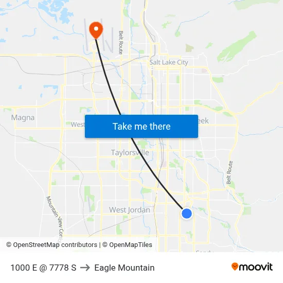 1000 E @ 7778 S to Eagle Mountain map