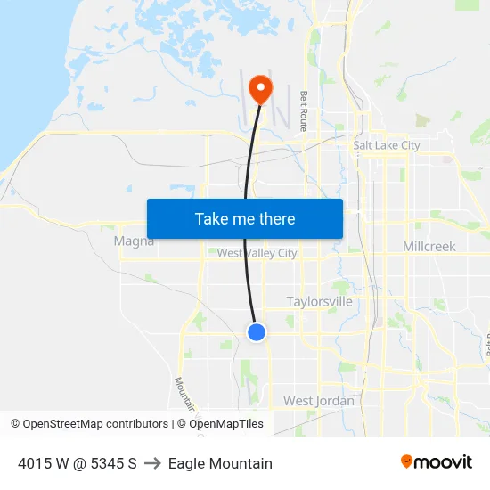 4015 W @ 5345 S to Eagle Mountain map