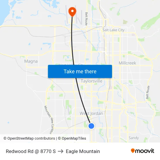 Redwood Rd @ 8770 S to Eagle Mountain map