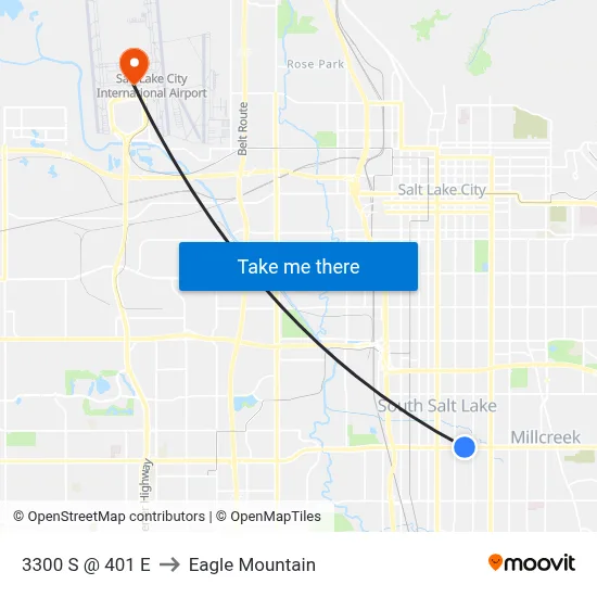 3300 S @ 401 E to Eagle Mountain map
