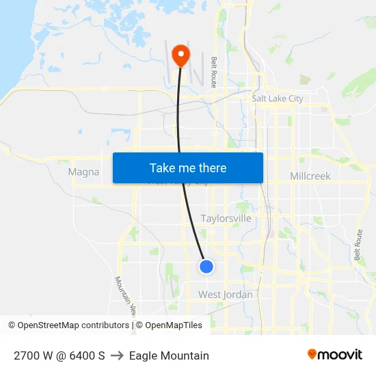 2700 W @ 6400 S to Eagle Mountain map