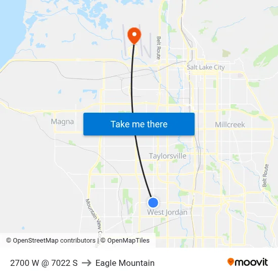 2700 W @ 7022 S to Eagle Mountain map