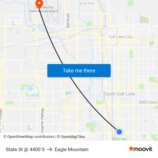 State St @ 4400 S to Eagle Mountain map