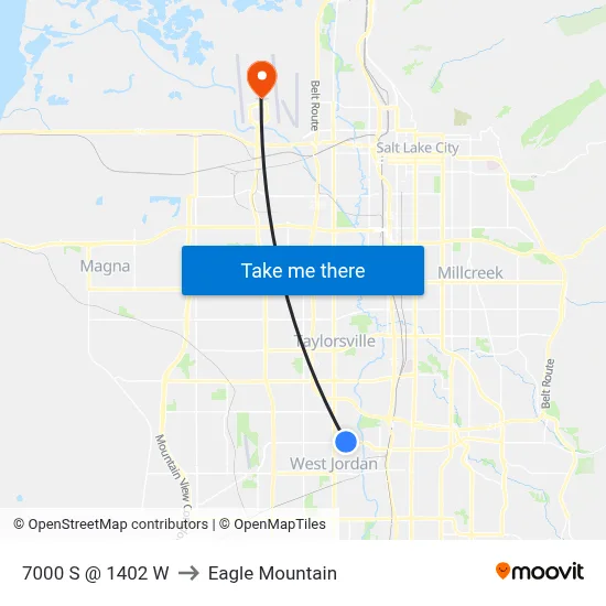 7000 S @ 1402 W to Eagle Mountain map