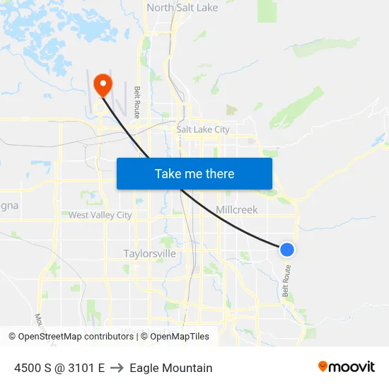 4500 S @ 3101 E to Eagle Mountain map
