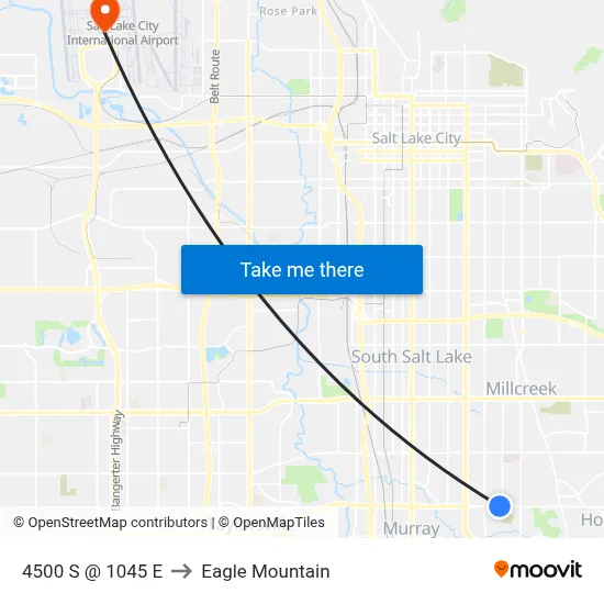 4500 S @ 1045 E to Eagle Mountain map