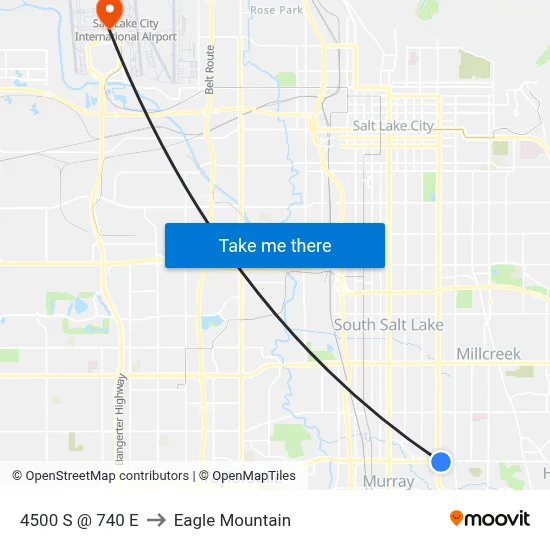 4500 S @ 740 E to Eagle Mountain map