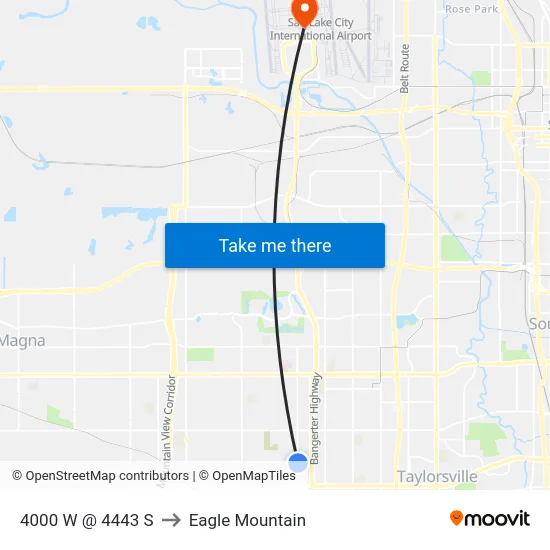 4000 W @ 4443 S to Eagle Mountain map