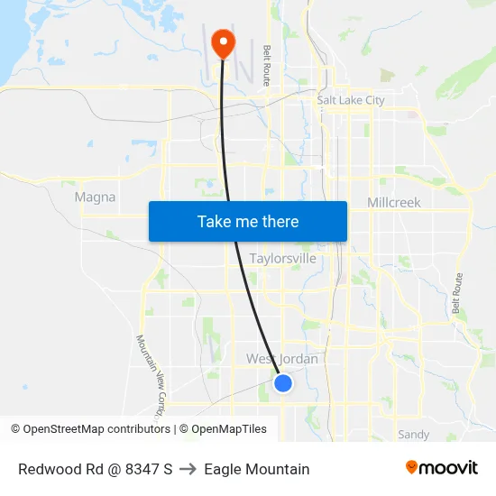 Redwood Rd @ 8347 S to Eagle Mountain map
