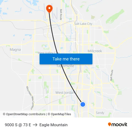 9000 S @ 73 E to Eagle Mountain map
