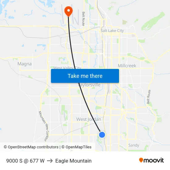 9000 S @  677 W to Eagle Mountain map