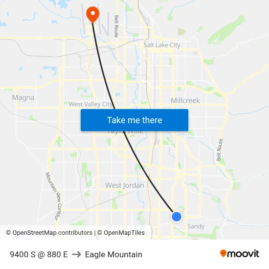 9400 S @ 880 E to Eagle Mountain map