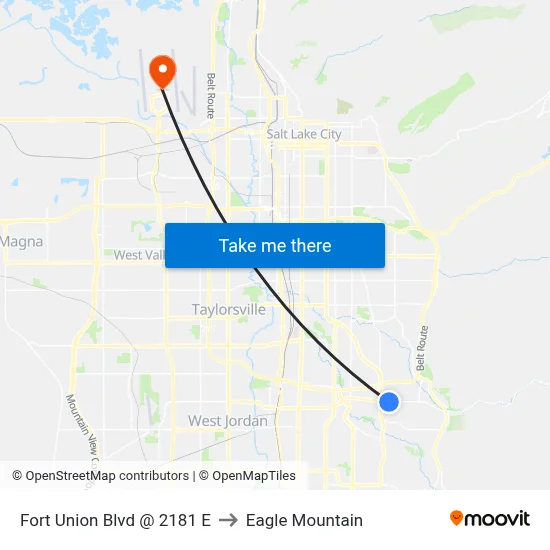 Fort Union Blvd @ 2181 E to Eagle Mountain map