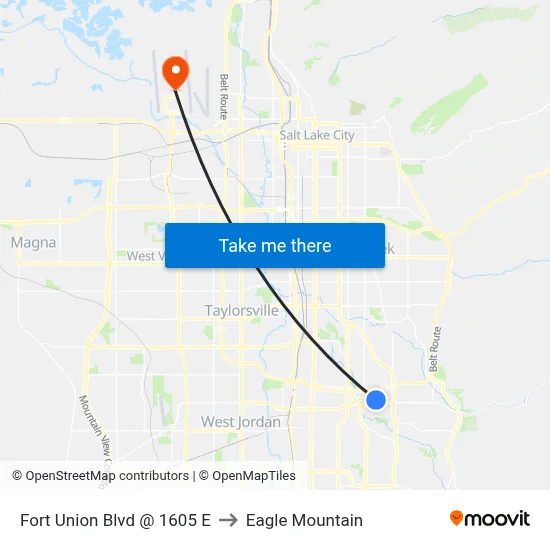 Fort Union Blvd @ 1605 E to Eagle Mountain map