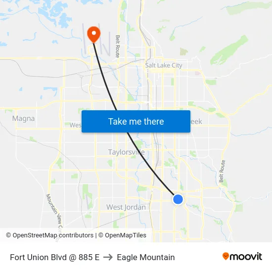 Fort Union Blvd @ 885 E to Eagle Mountain map