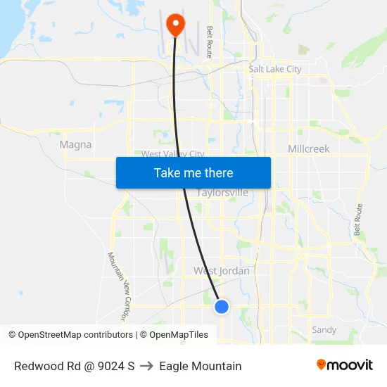 Redwood Rd @ 9024 S to Eagle Mountain map