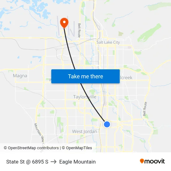 State St @ 6895 S to Eagle Mountain map
