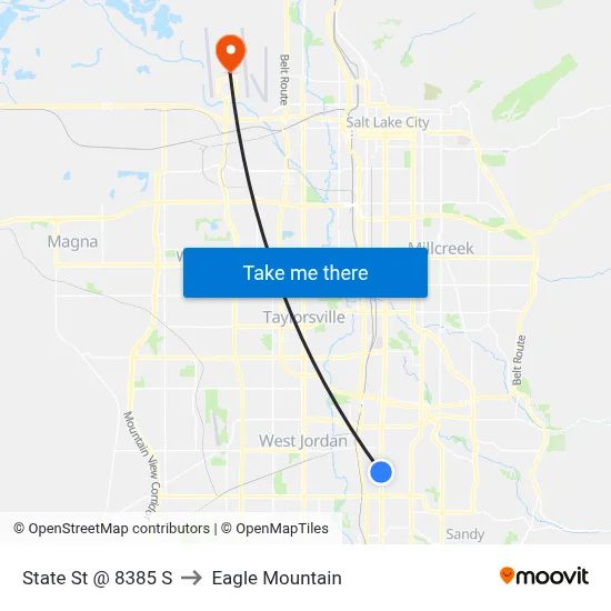 State St @ 8385 S to Eagle Mountain map