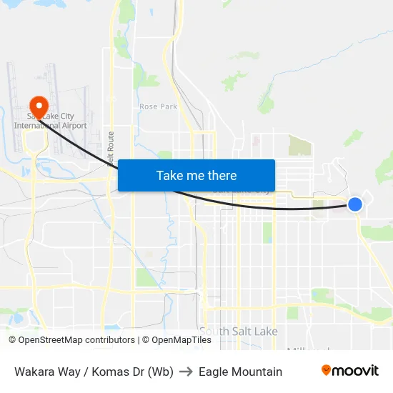 Wakara Way / Komas Dr (Wb) to Eagle Mountain map