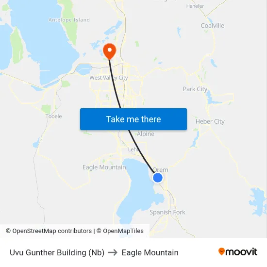 Uvu Gunther Building (Nb) to Eagle Mountain map