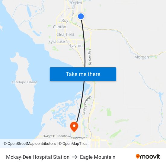 Mckay-Dee Hospital Station to Eagle Mountain map