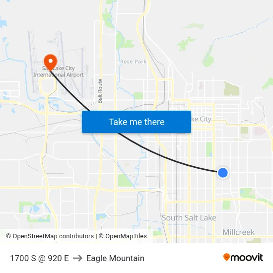 1700 S @ 920 E to Eagle Mountain map