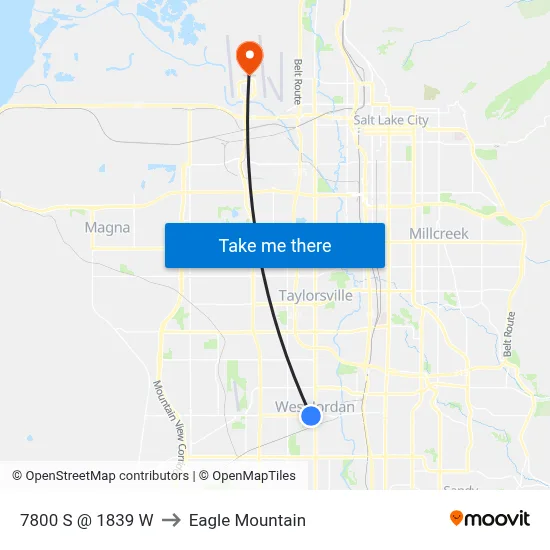7800 S @ 1839 W to Eagle Mountain map