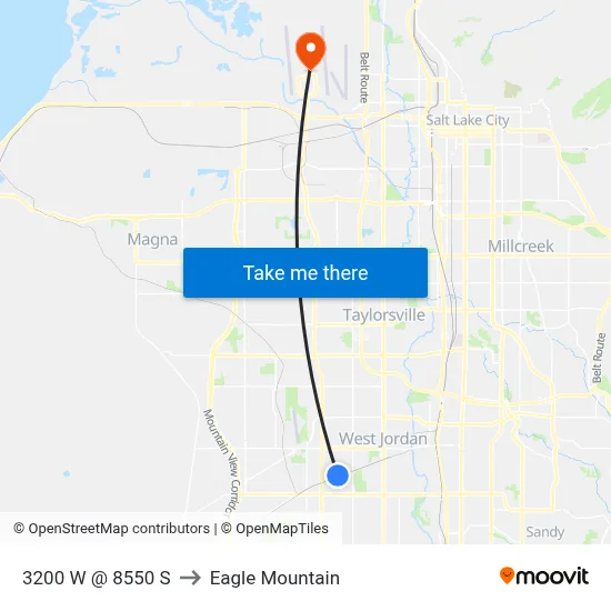 3200 W @ 8550 S to Eagle Mountain map