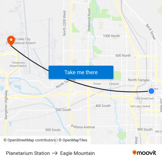 Planetarium Station to Eagle Mountain map