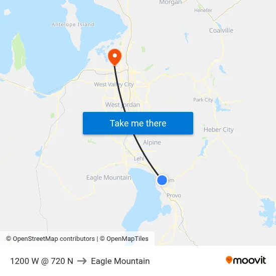 1200 W @ 720 N to Eagle Mountain map