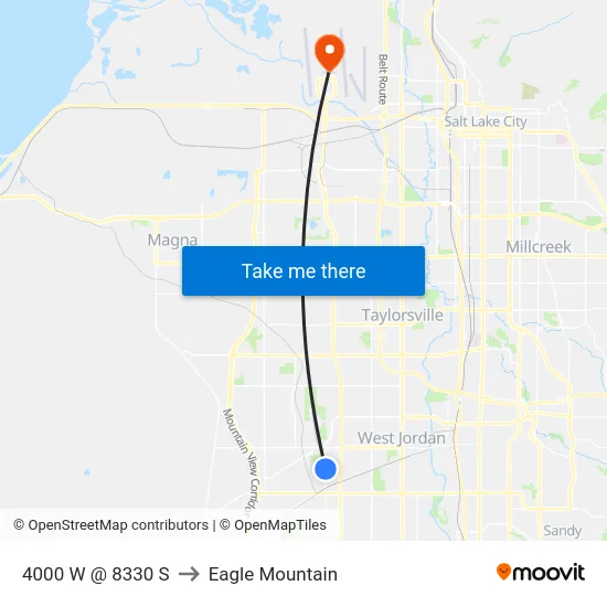 4000 W @ 8330 S to Eagle Mountain map