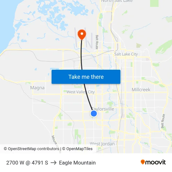 2700 W @ 4791 S to Eagle Mountain map