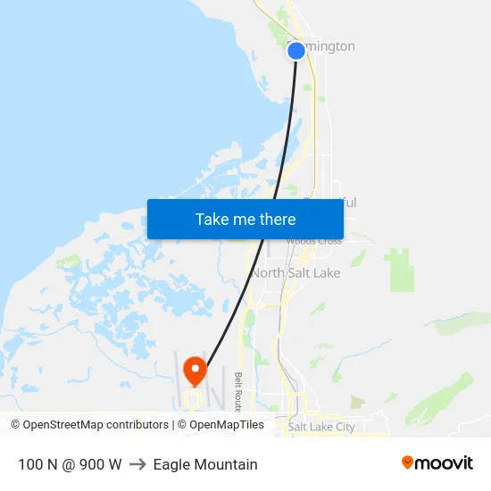 100 N @ 900 W to Eagle Mountain map