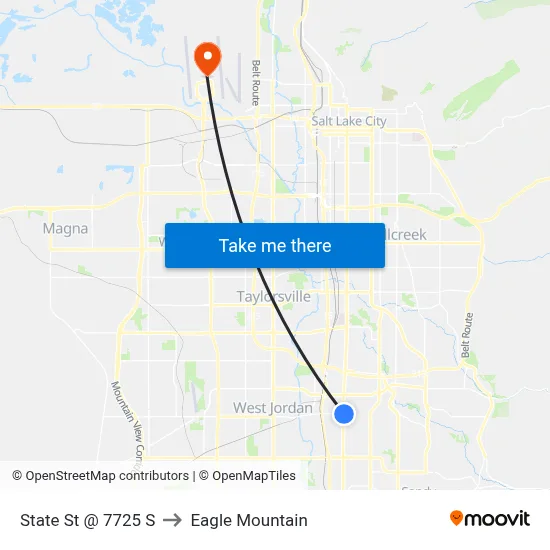 State St @ 7725 S to Eagle Mountain map