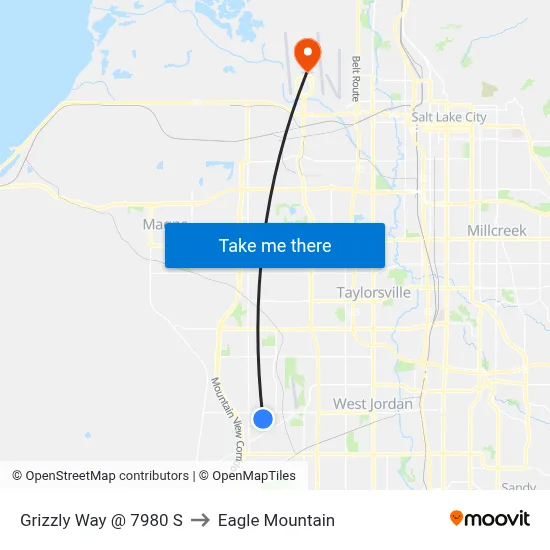 Grizzly Way @ 7980 S to Eagle Mountain map