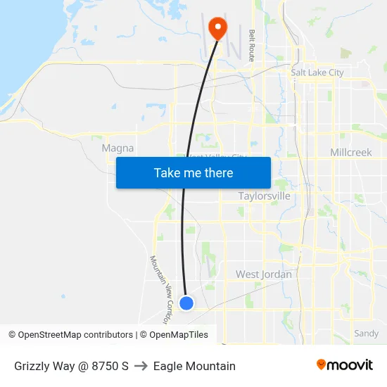 Grizzly Way @ 8750 S to Eagle Mountain map