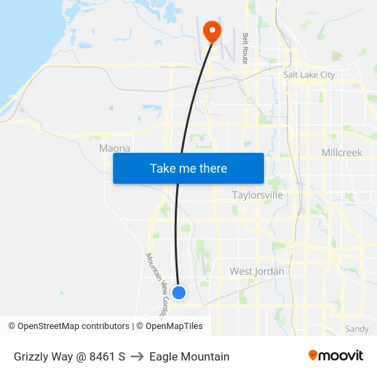 Grizzly Way @ 8461 S to Eagle Mountain map