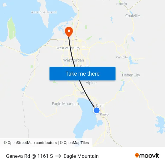 Geneva Rd @ 1161 S to Eagle Mountain map